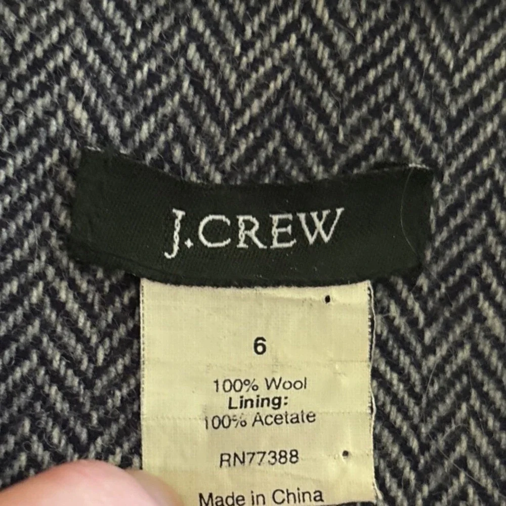 J. Crew Women's Wool Herringbone Blazer Jacket with Embroidered Detail Size 6 - Picture 7 of 12